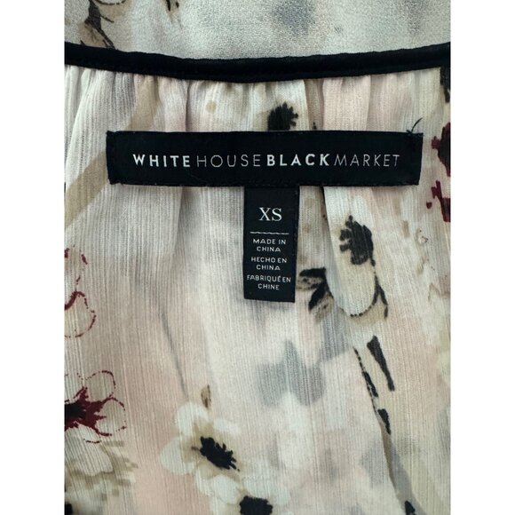 White House Black Market Floral Chiffon Cold Shoulder Hi-Low Blouse Top Size XS - Picture 8 of 10